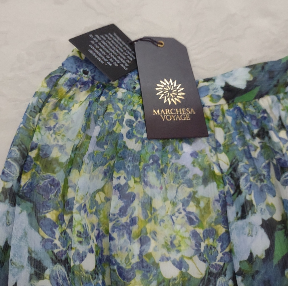 New 🆕 Vogue runway collection Marchesa Voyage silk kaleidescope pleated maxi - Picture 5 of 11
